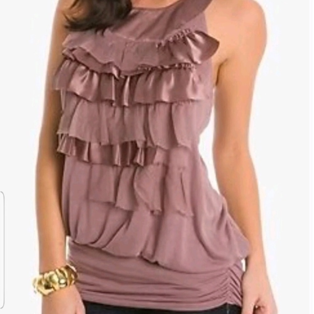 Marciano Romantic Ivory ruffled Cream Silk ruched top tunic S 90’s - Picture 4 of 10